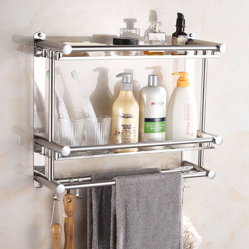 加厚不锈钢免打孔毛巾架 卫生间置物收纳的明智之选